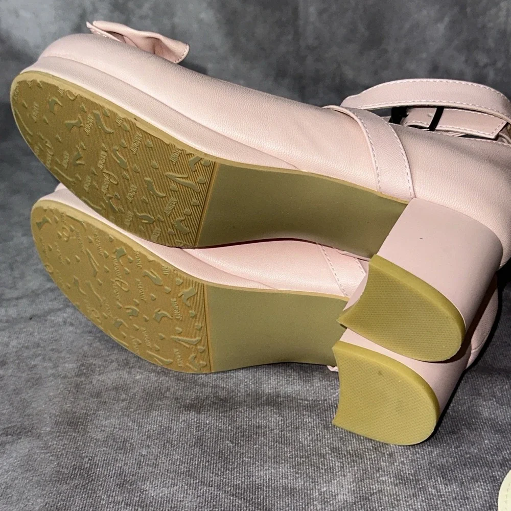 Women  Bowknot Cross Strap Round Toe Sweet Platform Chunky Heel Dress Shoes 7
